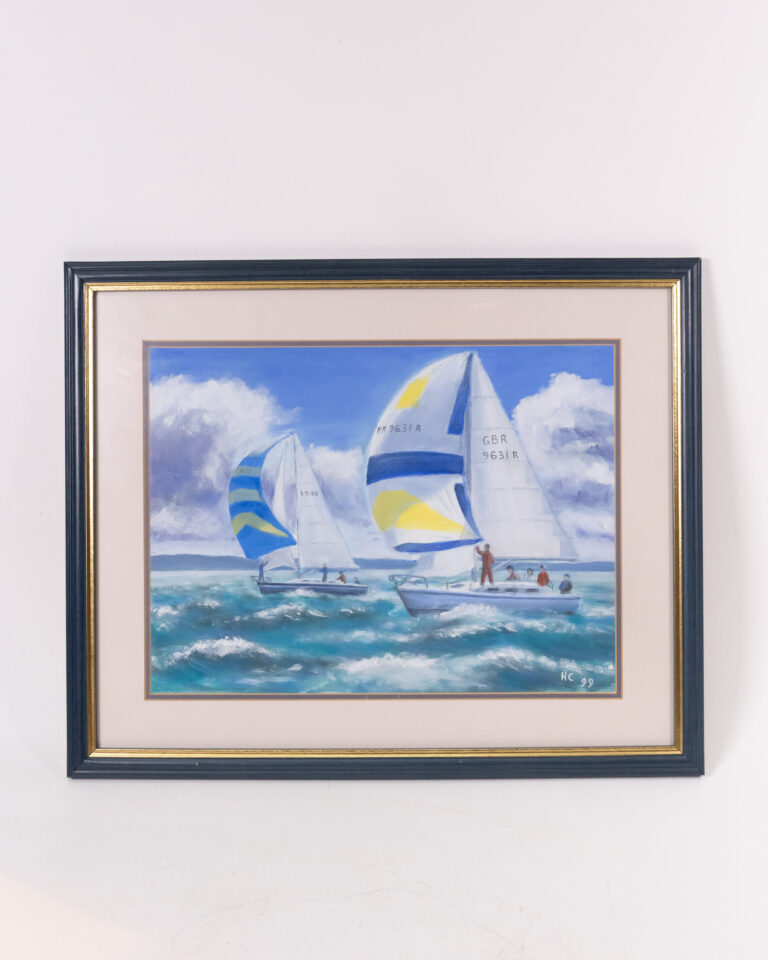 Sailing Boat Painting Framed, Signed 1999
