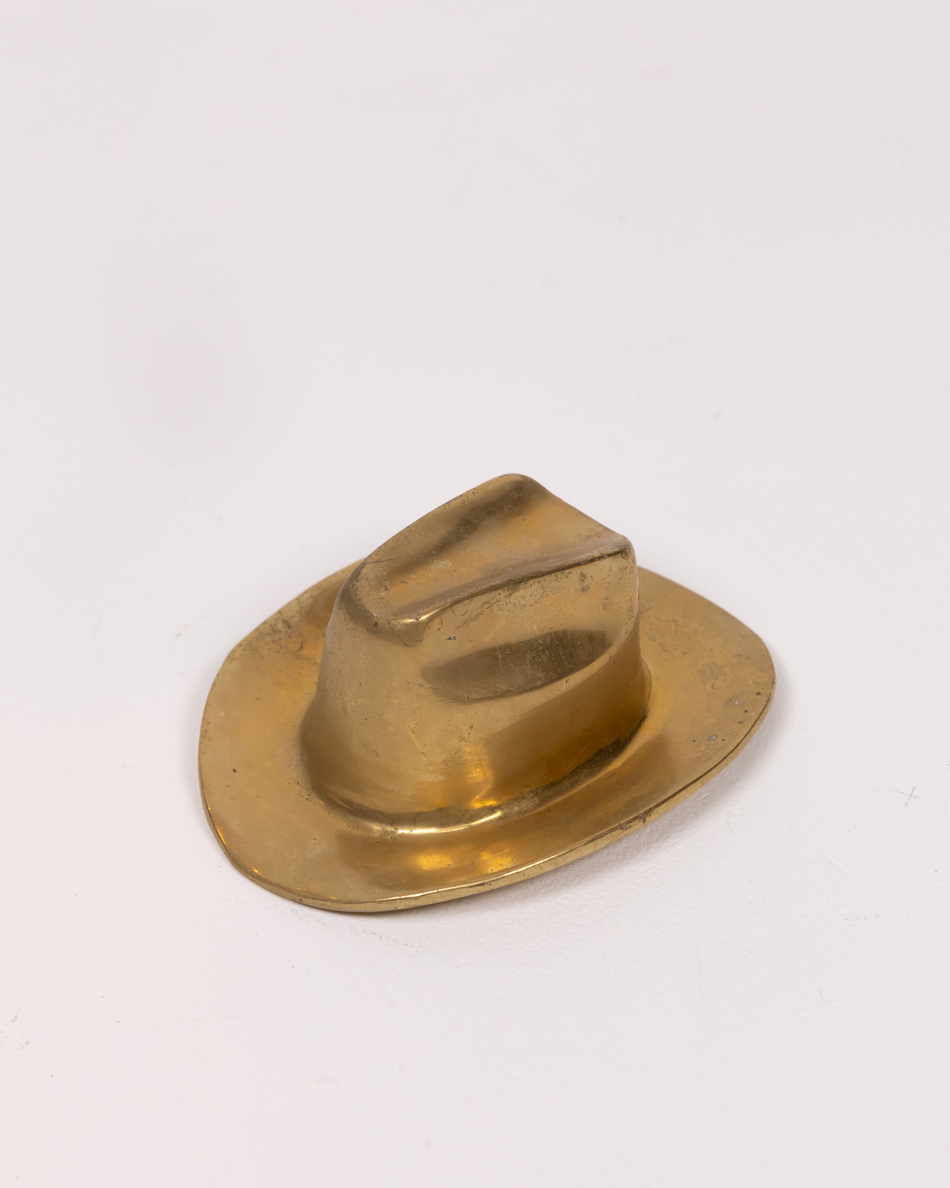 Brass Cowboy Hat Figurine Solid Brass Handcrafted Taiwan