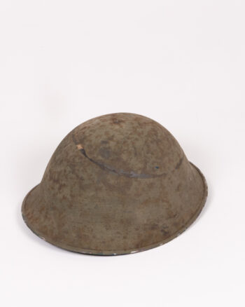 Vintage British Metal Military Turtle Helmet with Green Paint