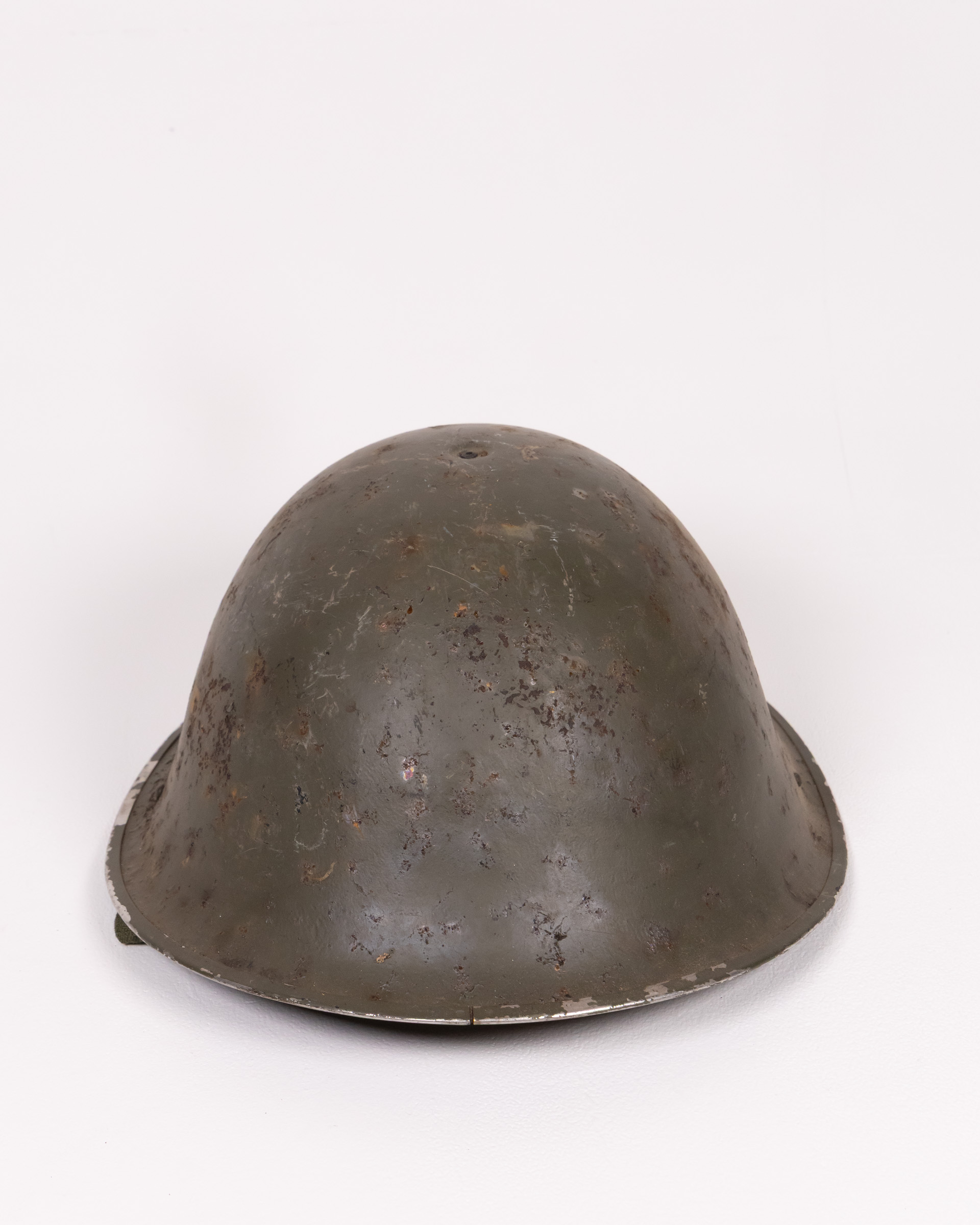Vintage British Steel Military Turtle Helmet with Chinstrap