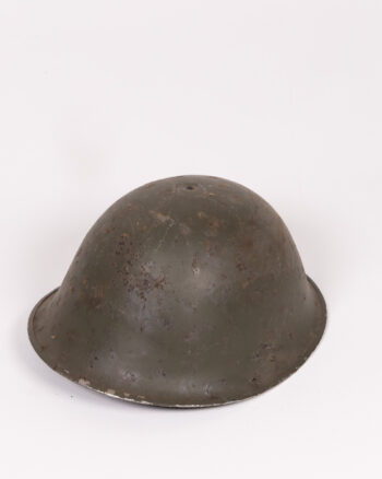 Vintage British Steel Military Turtle Helmet with Chinstrap