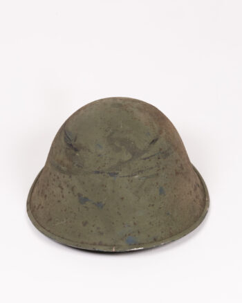 Vintage British Military Steel Turtle Helmet with Green Paint