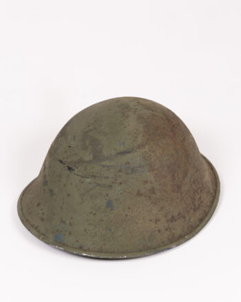 Vintage British Military Steel Turtle Helmet with Green Paint