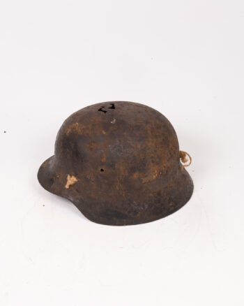Vintage German M35 Steel Helmet with Damage