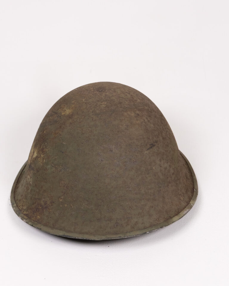 Vintage British Steel Military Turtle Helmet with Chinstrap & Green Finish