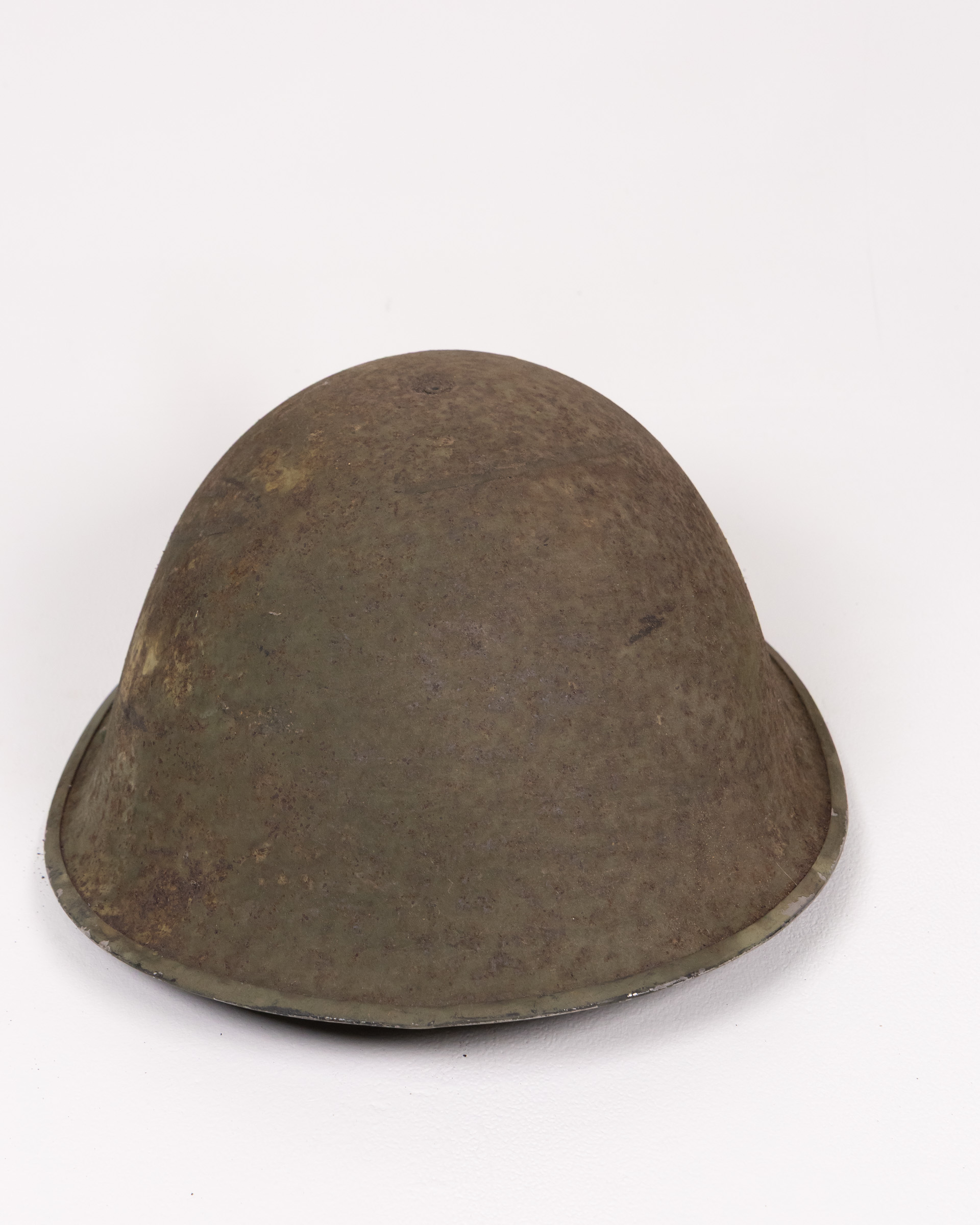 Vintage British Steel Military Turtle Helmet with Chinstrap & Green Finish