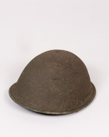 Vintage British Steel Military Turtle Helmet with Chinstrap & Green Finish