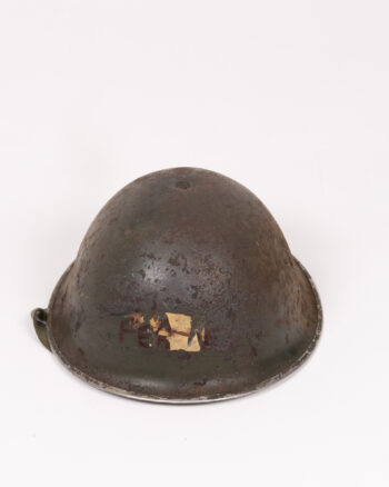 Vintage British Steel Military Turtle Helmet with Chin Strap