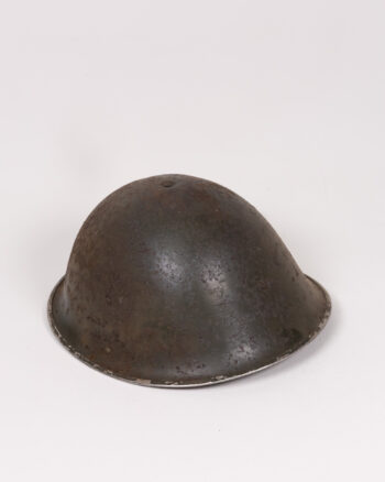Vintage British Steel Military Turtle Helmet with Chin Strap
