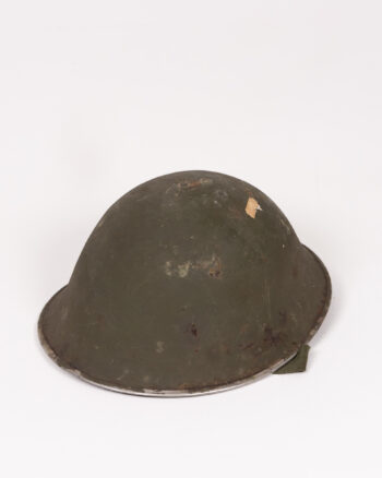 Vintage British Military Steel Turtle Helmet with Chin Strap