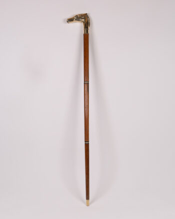 Vintage Wood Walking Stick with Brass Horse Head Handle