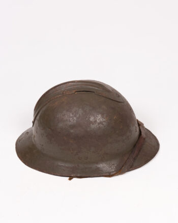 WWII French Steel Adrian Helmet with Leather Chinstrap