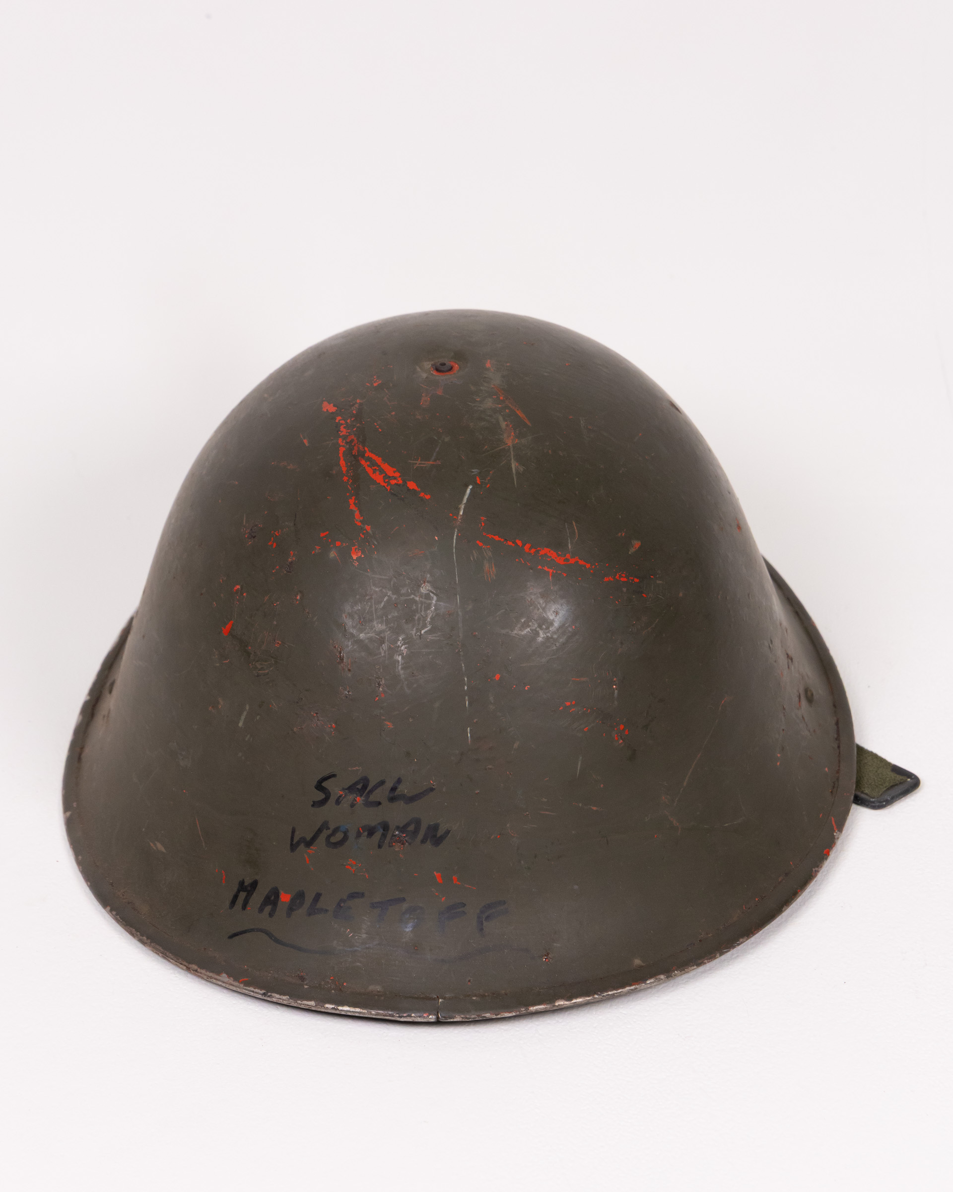 Vintage Steel British Military Turtle Helmet with Liner and Markings