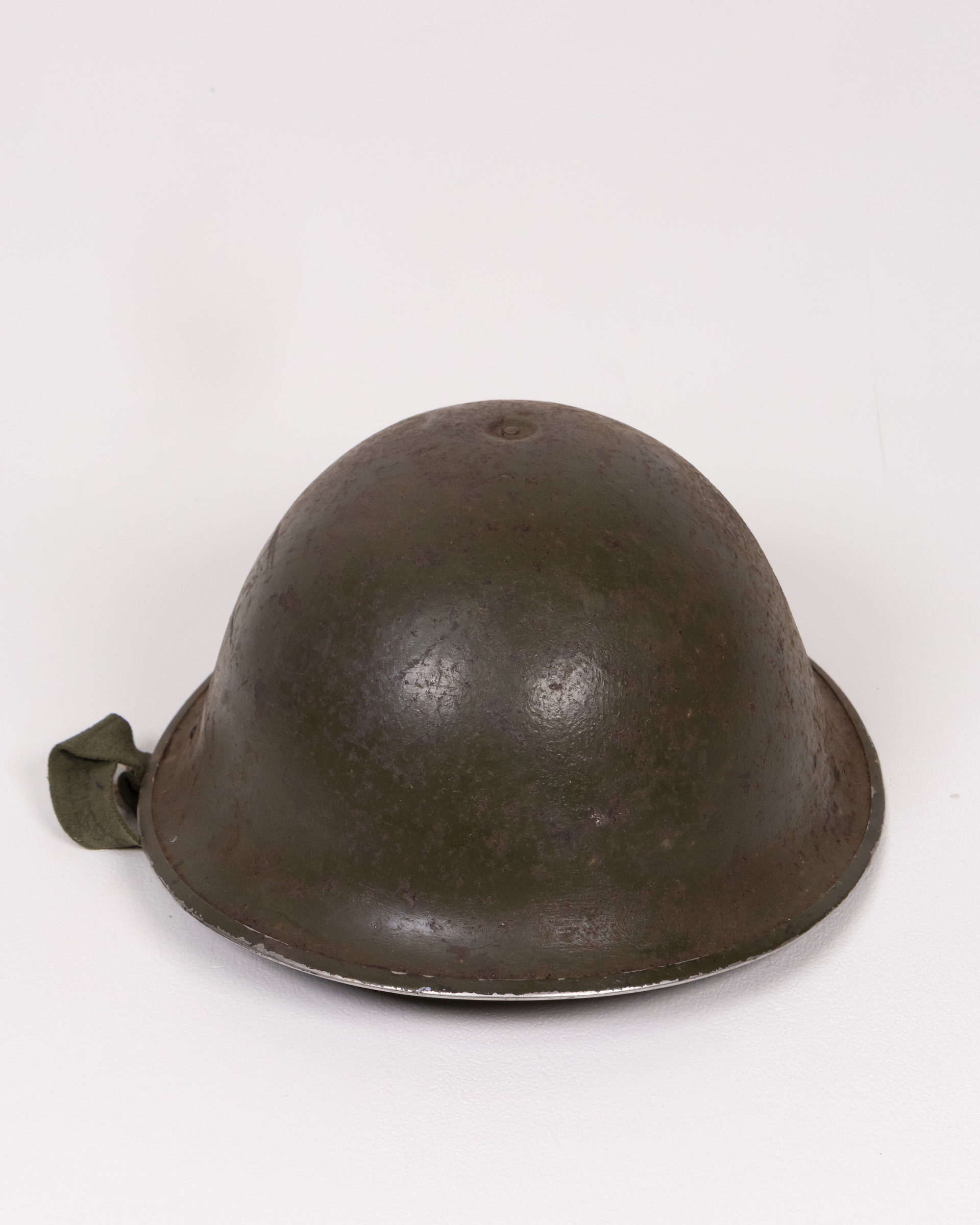 Vintage British Steel Military Turtle Helmet with Fabric Strap