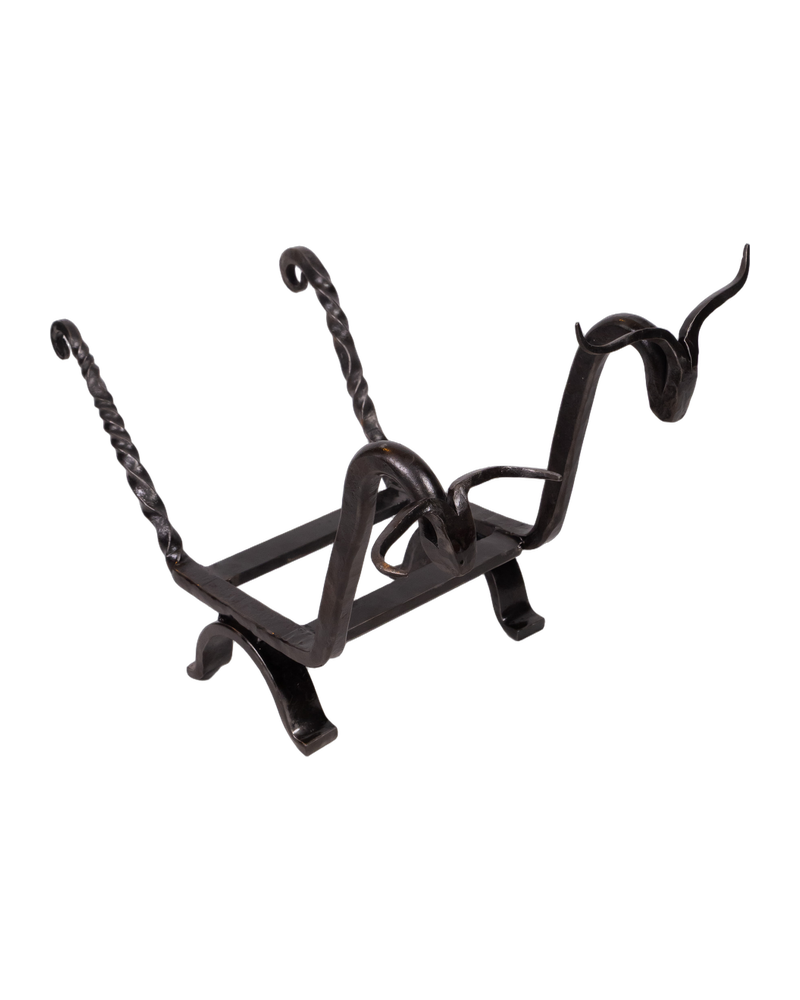 Wrought Iron Fireplace Log Holder with Twisted Detail