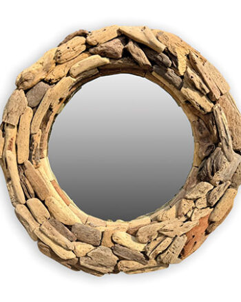 Naturale Driftwood Style Teak Root Round Mirror – 60cm