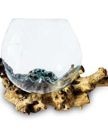 Naturale Glass Bowl with Driftwood Base (Large)