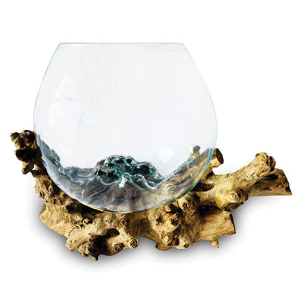 Naturale Glass Bowl with Driftwood Base (Large)