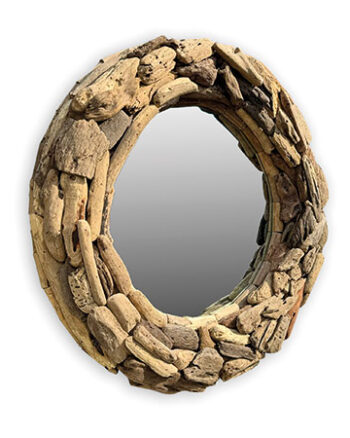 Naturale Driftwood Style Teak Root Round Mirror – 60cm