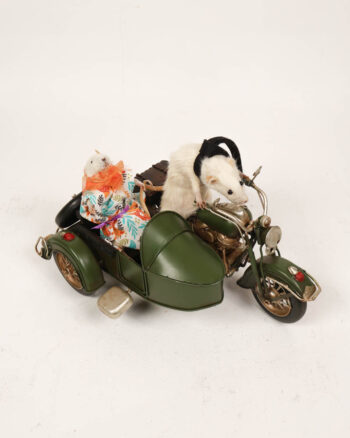 Taxidermy Mouse on Motorcycle Sidecar