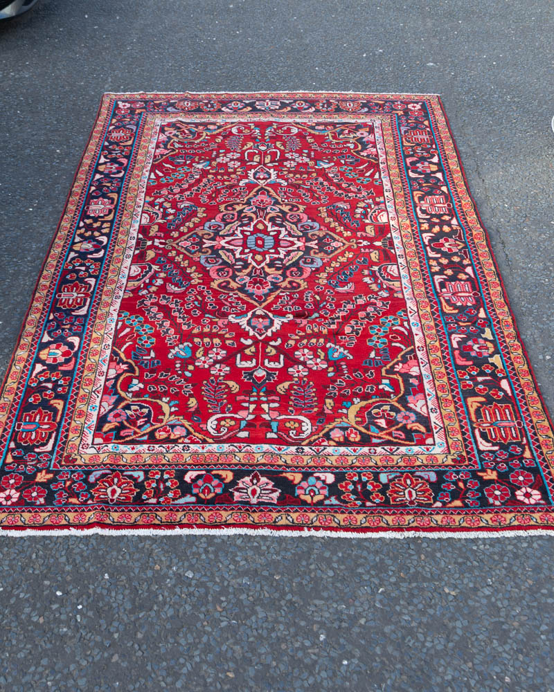 Vintage Persian Wool Rug with Intricate Floral Design – ZZ24