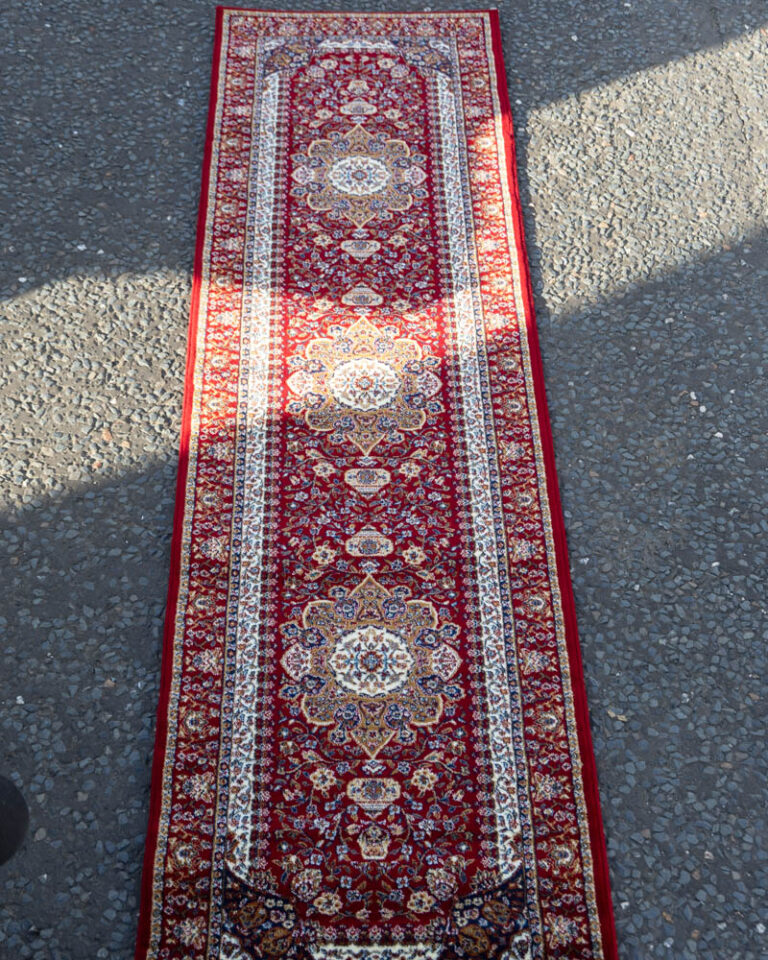 Persian Style Red Runner Rug with Floral Medallion Pattern - ZZ38