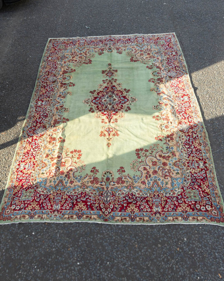 Large Vintage Persian Wool Rug with Floral Design - ZZ14
