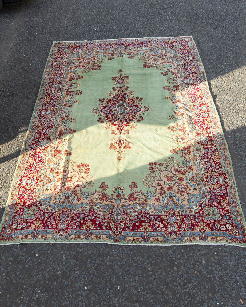 Large Vintage Persian Wool Rug with Floral Design – ZZ14