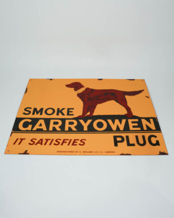 Garryowen Plug Tobacco Enamel Sign with Dog