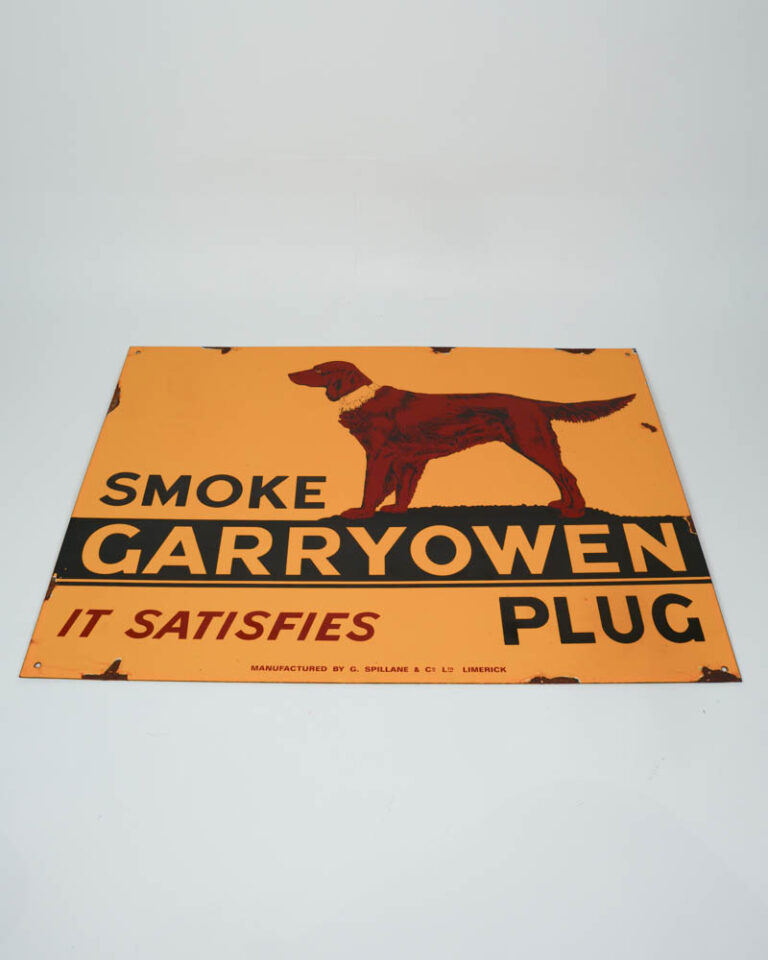 Garryowen Plug Tobacco Enamel Sign with Dog