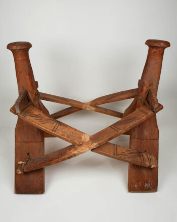 Vintage African Tribal Wood Stool with Carved Details