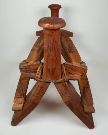 Vintage African Tribal Wood Stool with Carved Details