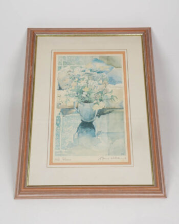 Vintage Watercolour limited edition Print by Alice Williams of Flowers in Jug with Frame