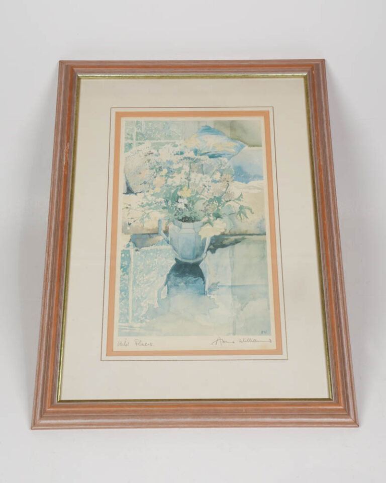 Vintage Watercolour limited edition Print by Alice Williams of Flowers in Jug with Frame