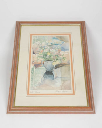 Vintage Framed Watercolour Painting Wild Flowers