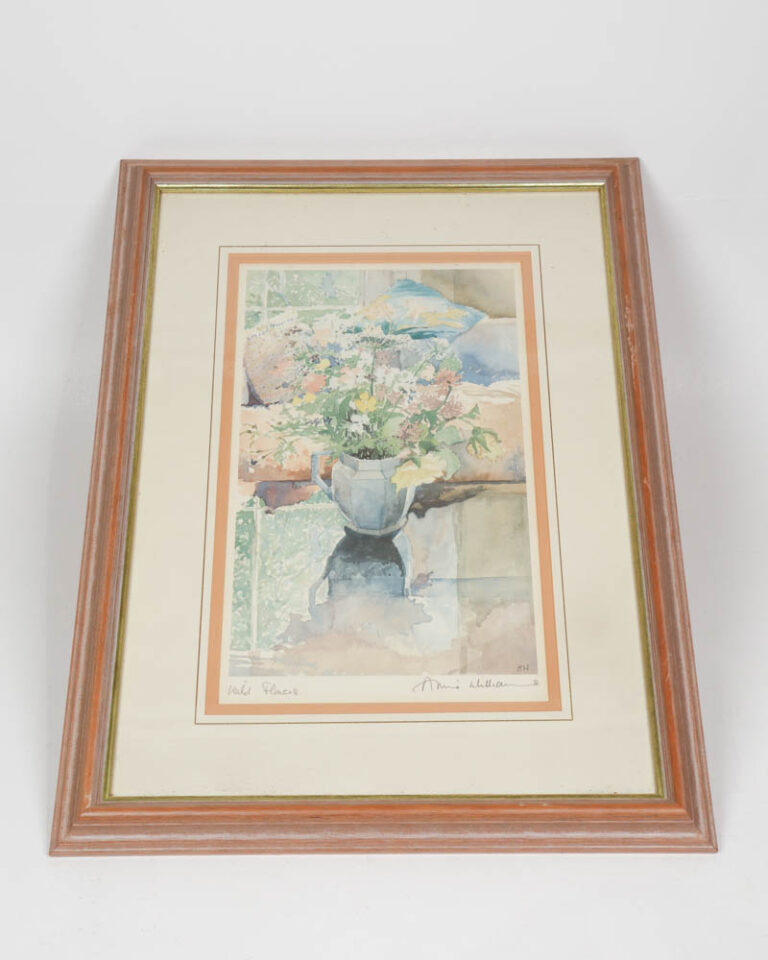 Vintage Framed Watercolour Painting Wild Flowers