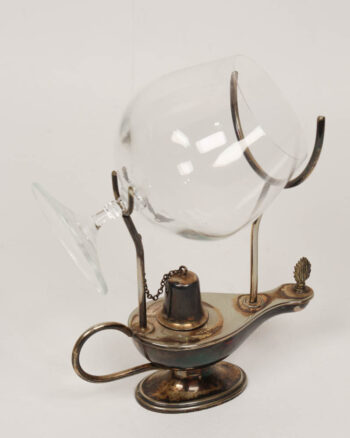Vintage Brandy Warmer with Genie Lamp Stand & Glass
