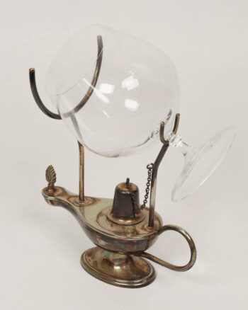 Vintage Brandy Warmer with Genie Lamp Stand & Glass