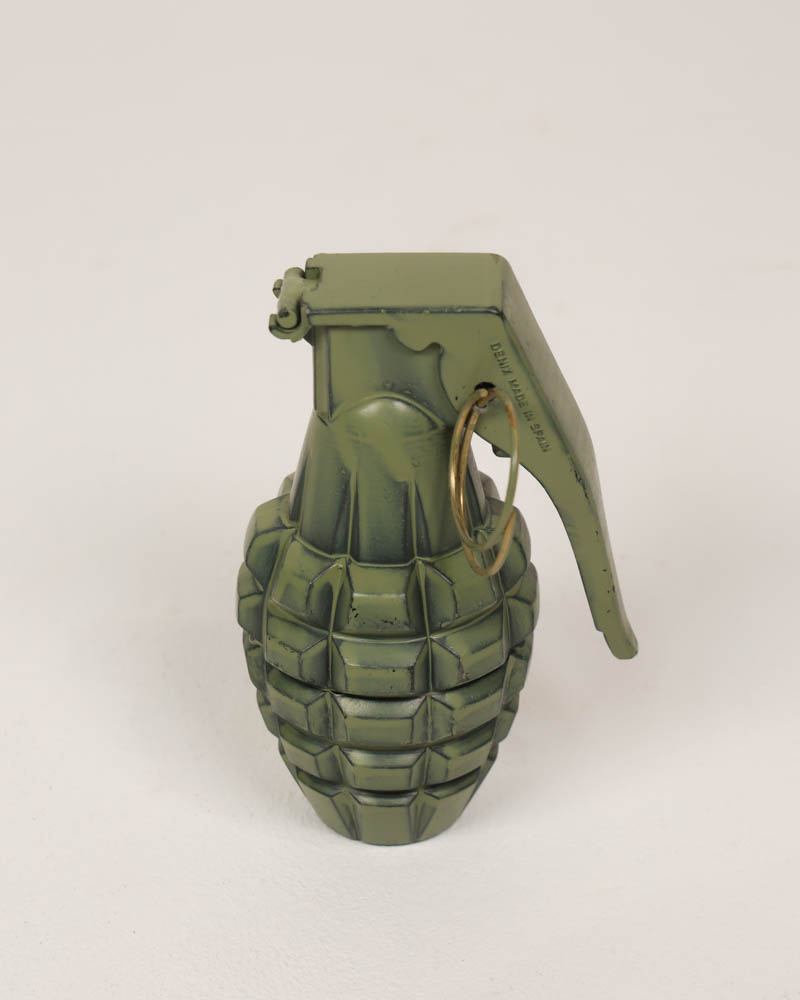 Green Metal Grenade Ornament with Ring