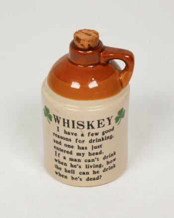 Irish  Whiskey stoneware Jug with Cork Stopper 14cm