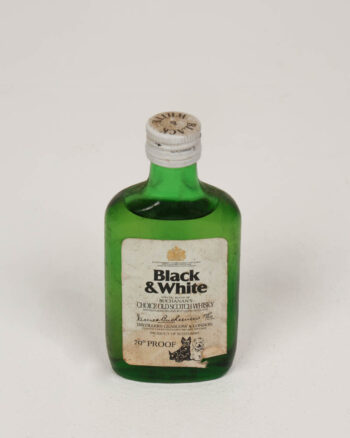 Vintage Black & White Whisky Miniature Bottle with Metal Cap