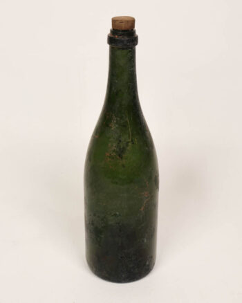 Antique Green Glass Bottle with Cork Stopper