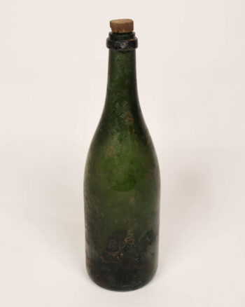 Antique Green Glass Bottle with Cork Stopper