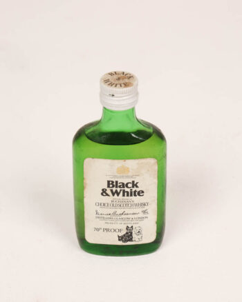 Miniature Black & White Whisky Bottle with Paper Label