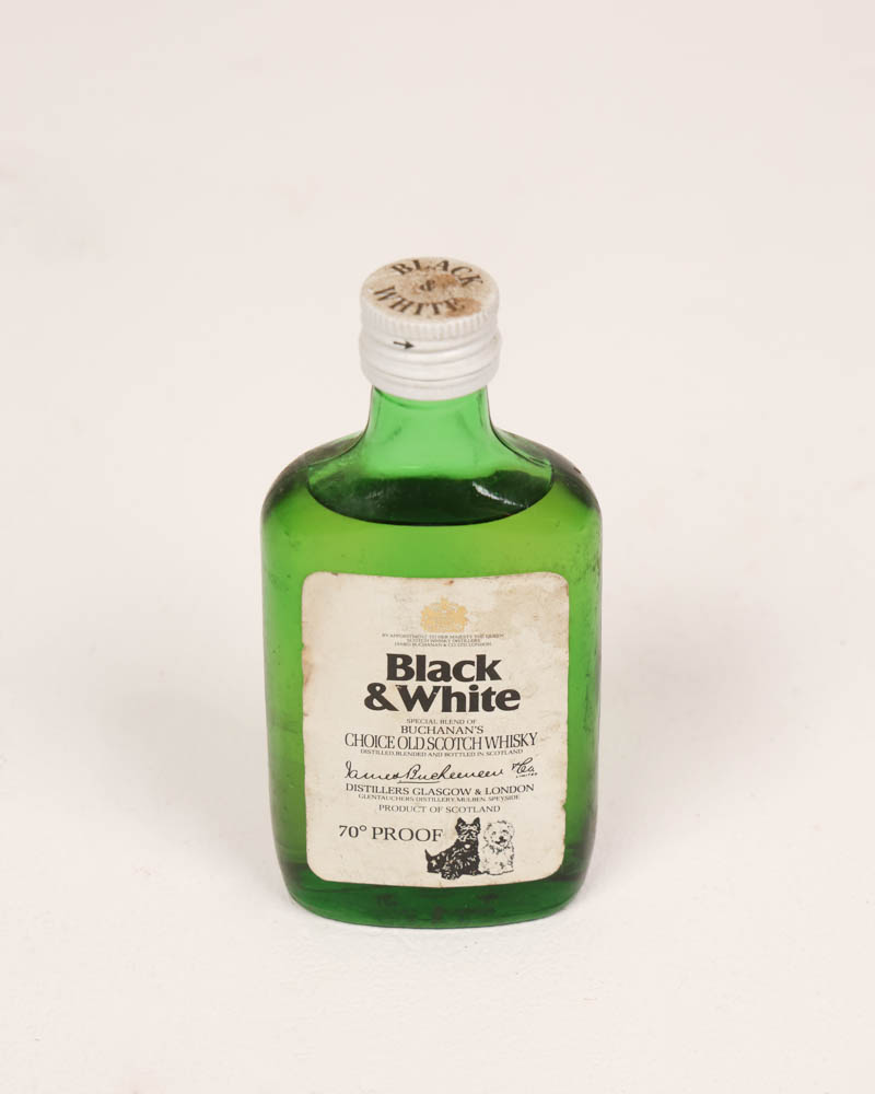 Miniature Black & White Whisky Bottle with Paper Label