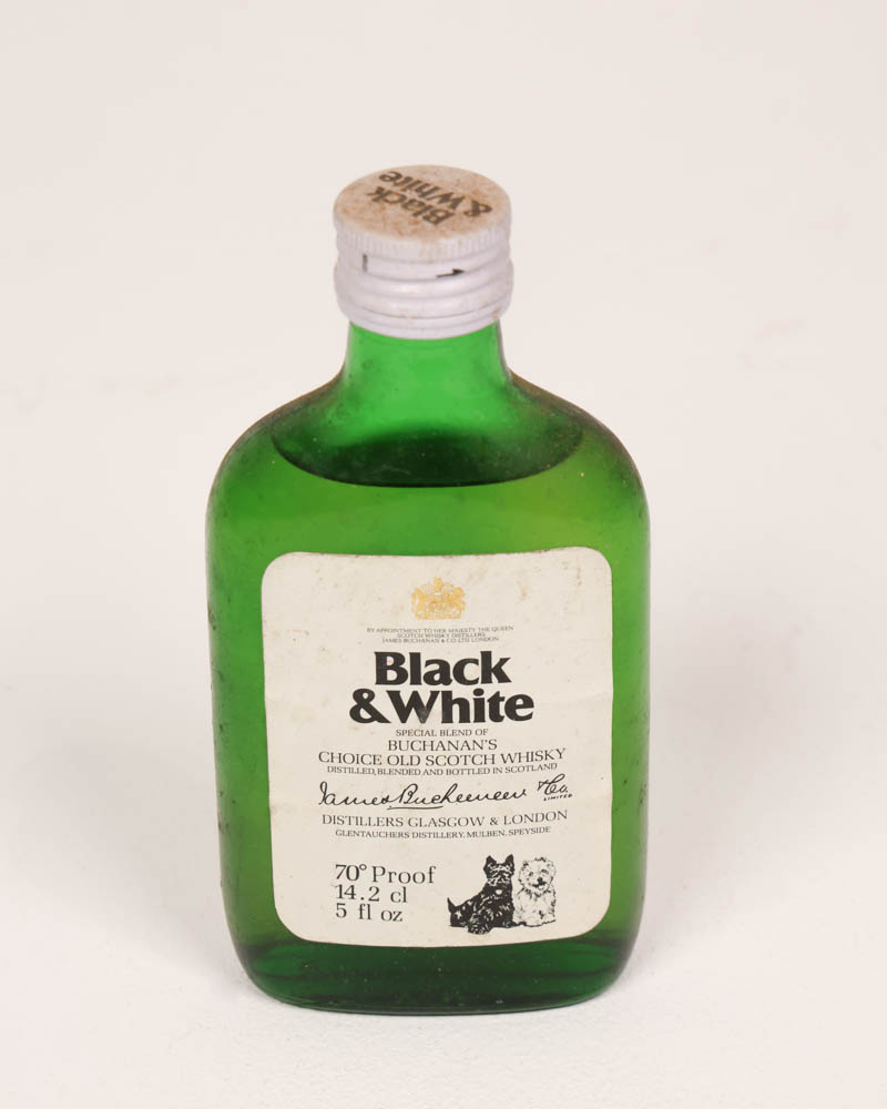 Vintage Black  White Whisky 1/4 Bottle