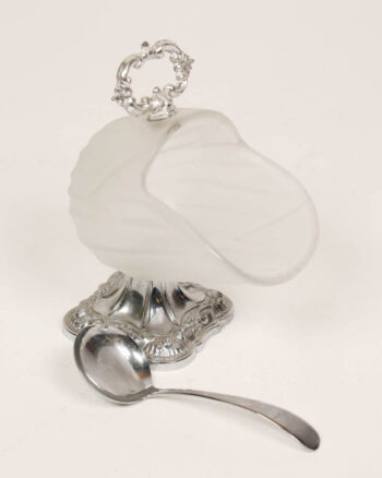 Vintage Silver-Plated Glass Sweet Server with Spoon