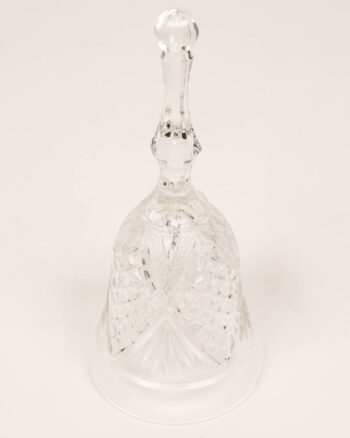 Vintage Crystal Hand Bell with Etched Pattern 22cm
