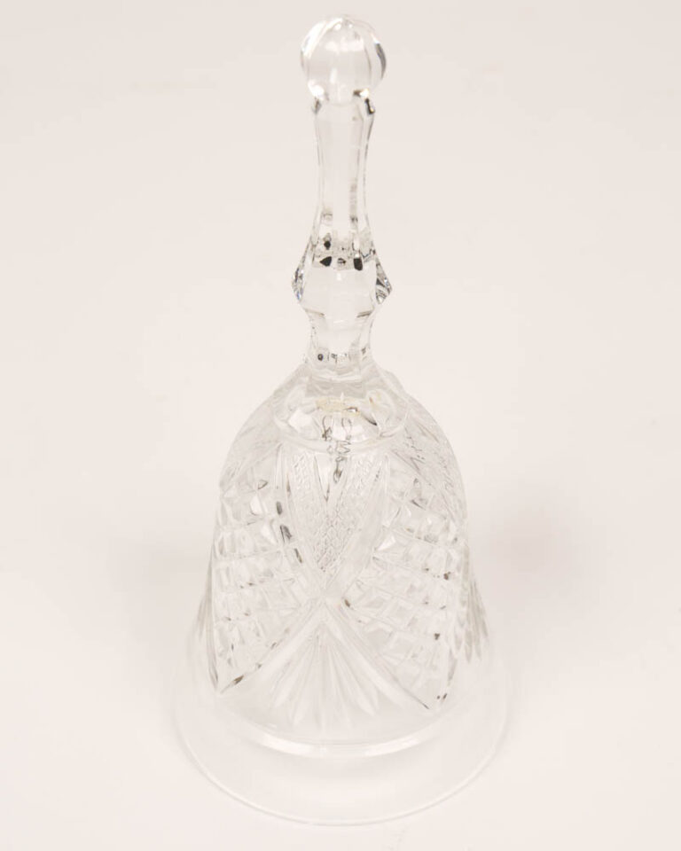 Vintage Crystal Hand Bell with Etched Pattern 22cm