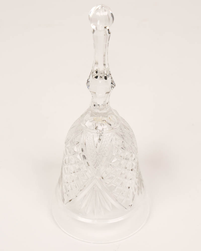 Vintage Crystal Hand Bell with Etched Pattern 22cm